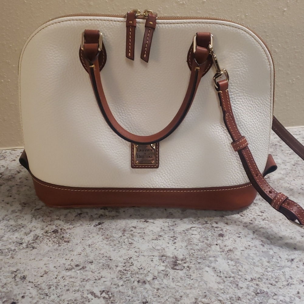 Dooney & Bourke Pebble Grain Zip Satchel White